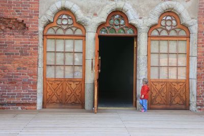 Closed door of building