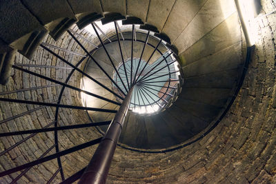 High angle view of spiral staircase