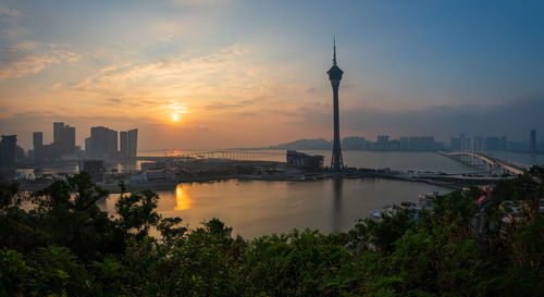 Macau cityscape at sunrise, macau