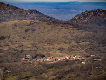 High angle view of buildings on mountain