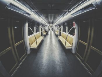 Interior of illuminated train