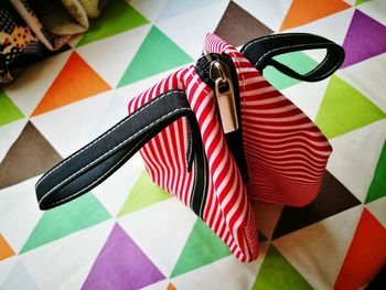 High angle view of multi colored umbrella