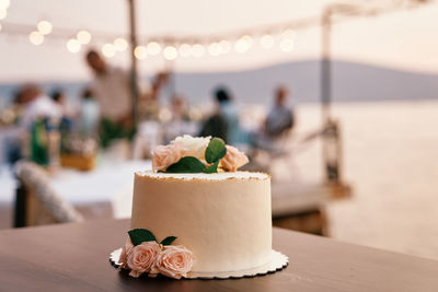 Close-up of dessert on table