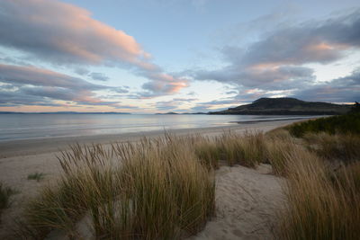 Scenic view of sea against sky during sunset