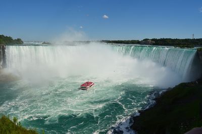 Boats in niagara falls from the canadian side