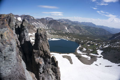 Scenic view of mountains against sky during winter