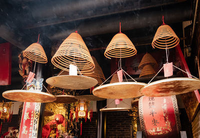 Low angle view of lanterns for sale in market