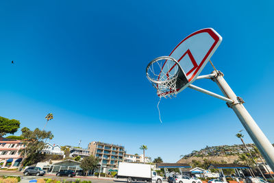 Low angle view of basketball hoop against sky