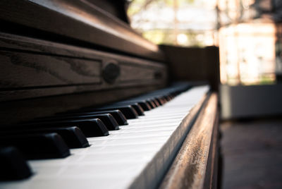 Close-up of piano keys