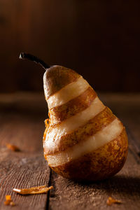 Close-up of ice cream cone on table