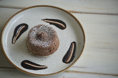 Close-up of dessert in plate on table