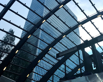 Low angle view of modern building against sky