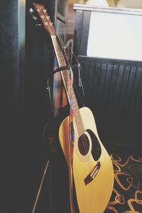 Close-up of guitar at home