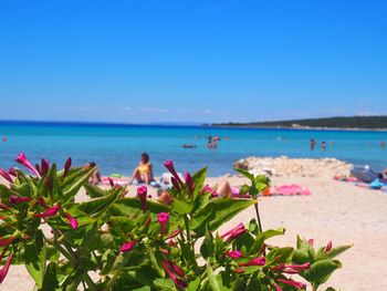 Scenic view of sea against clear sky