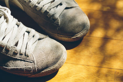 High angle view of shoes on table