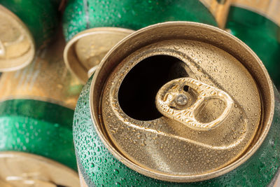 High angle view of drink on table