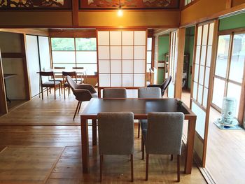 Empty chairs in restaurant