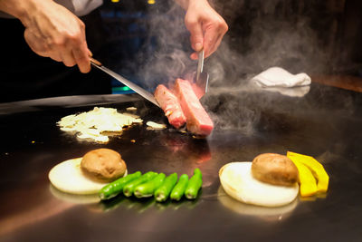 Close-up of preparing food