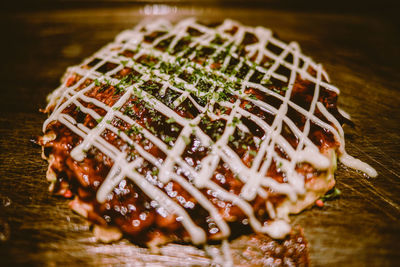 High angle view of breakfast on table