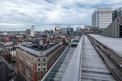 Brussels, belgium, march 17, 2023. view of brussels from the roof of the new administrative center