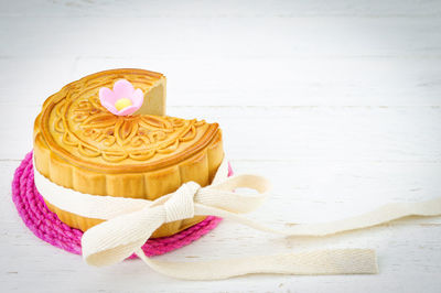 Close-up of cake on table