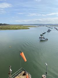 High angle view of sea against sky