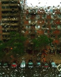 Close-up of water drops on glass