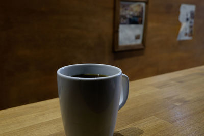 Coffee cup on table