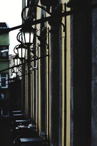 Close-up of metal window of building