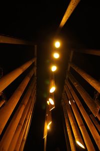 Low angle view of illuminated staircase at night