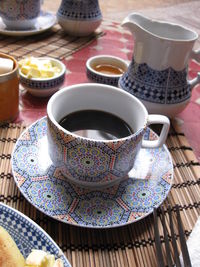 Close-up of coffee on table