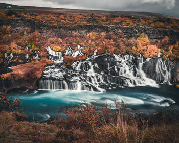 Scenic view of waterfall