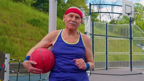 Young man playing basketball