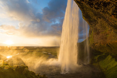 Scenic view of waterfall