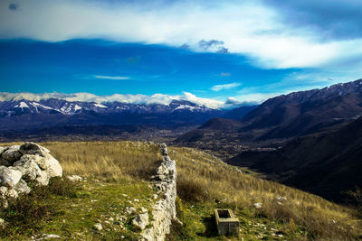 Scenic view of mountains against sky