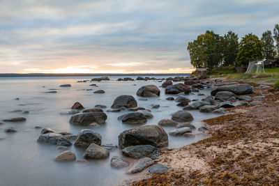 Scenic view of sea against sky during sunset