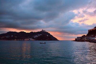 Scenic view of sea against sky at sunset