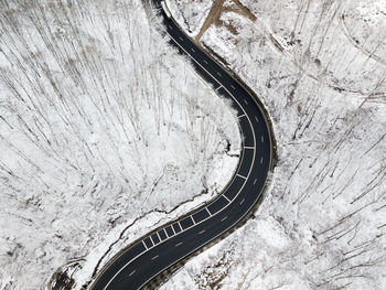 High angle view of road in tunnel