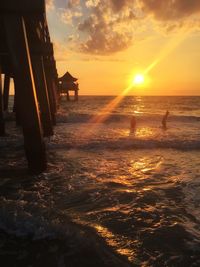 Scenic view of sea at sunset