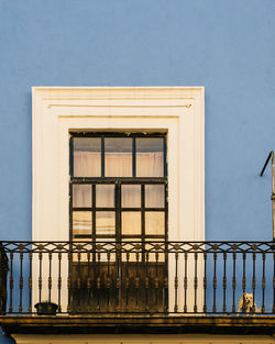 View of built structure against clear blue sky