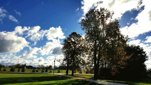 Scenic view of grassy field against cloudy sky