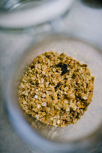 High angle view of breakfast on table