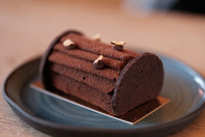 Close-up of dessert in plate on table