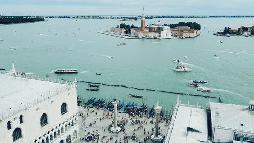 High angle view of st mark square by grand canal