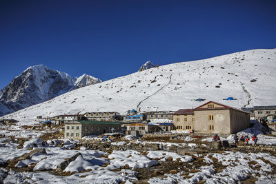 Tea houses for hikers in gorakshep near everest base camp.