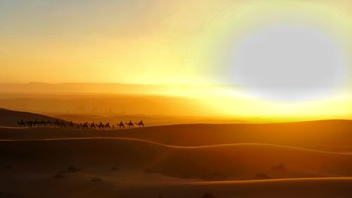 Scenic view of desert against sky during sunset