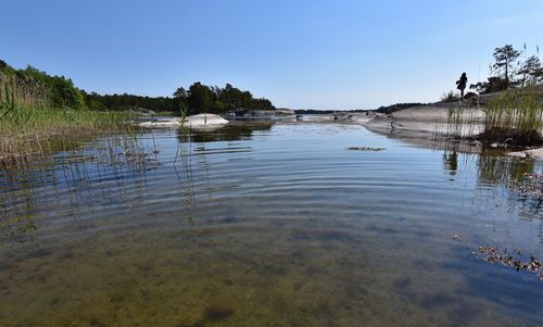 Scenic view of lake against sky