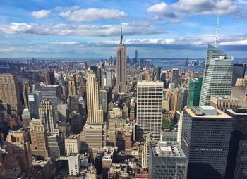 Low angle view of cityscape against sky