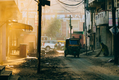 View of city street and buildings