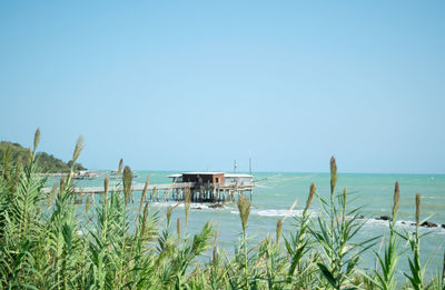 Scenic view of sea against clear sky